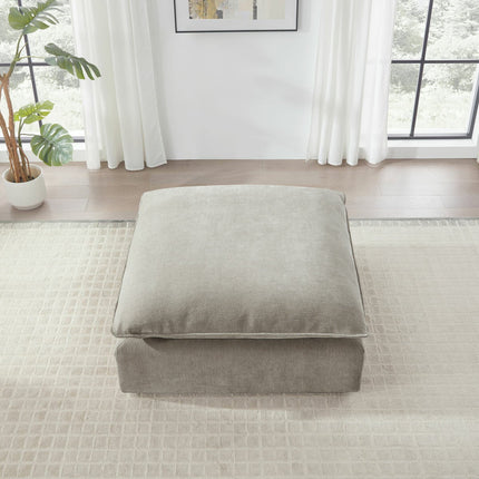 Aiden & Ivy Sereen Beige Fabric Ottoman – view 3