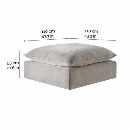 Aiden & Ivy Sereen Beige Fabric Ottoman – view 2