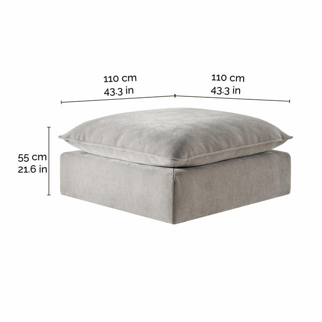Aiden & Ivy Sereen Beige Fabric Ottoman – view 2