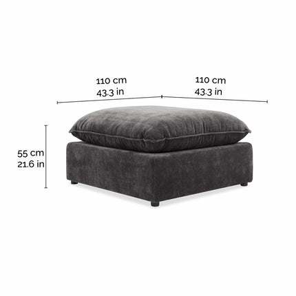 Aiden & Ivy Sereen Dark Grey Fabric Ottoman – view 2