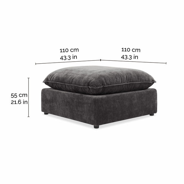 Aiden & Ivy Sereen Dark Grey Fabric Ottoman – view 2