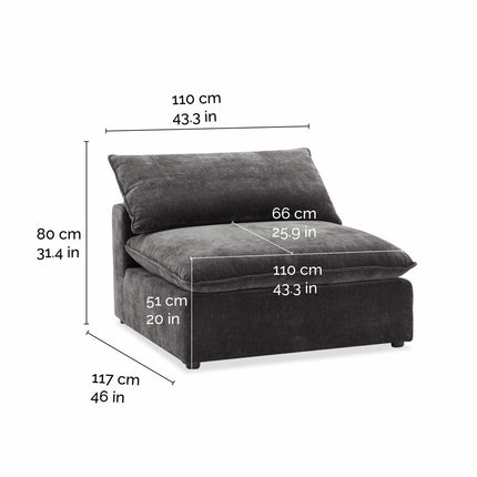 Aiden & Ivy Sereen Dark Grey Fabric Armless Chair – view 2