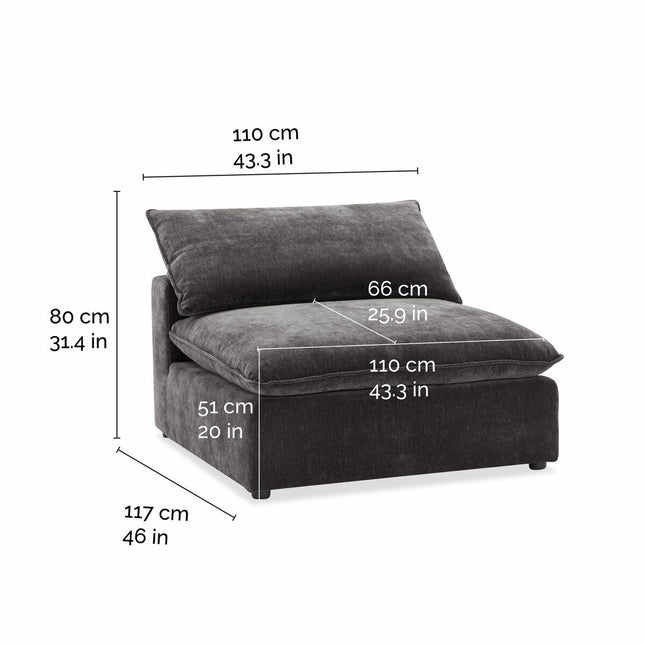 Aiden & Ivy Sereen Dark Grey Fabric Armless Chair – view 2