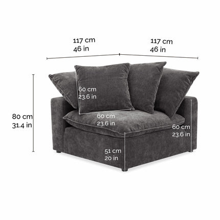 Aiden & Ivy Sereen Dark Grey Fabric Corner Chair – view 2