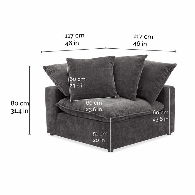 Aiden & Ivy Sereen Dark Grey Fabric Corner Chair – view 2