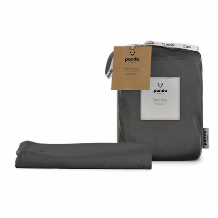 Panda 100% Bamboo Dark Grey Fitted Sheet in 5 Sizes – view 2