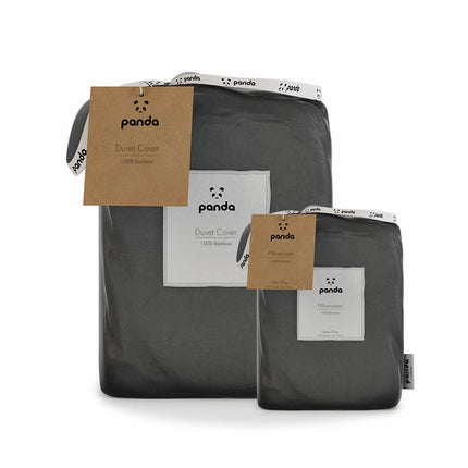 Panda 100% Bamboo Dark Grey Duvet Cover Set in 4 Sizes – view 2