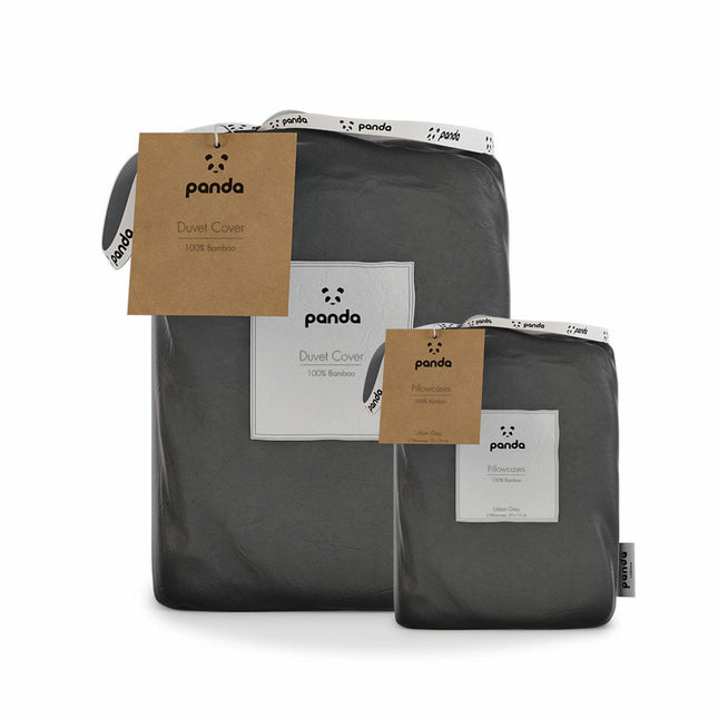 Panda 100% Bamboo Dark Grey Duvet Cover Set in 4 Sizes – view 2