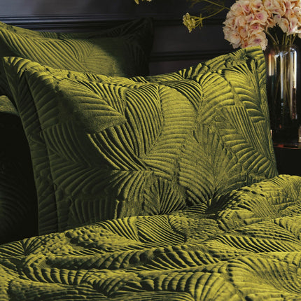 Paoletti Palmeria Velvet Moss Duvet Cover Set in 3 Sizes – view 2