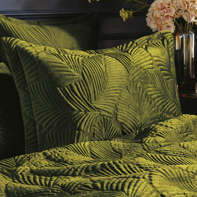 Paoletti Palmeria Velvet Moss Duvet Cover Set in 3 Sizes – view 2