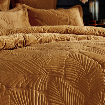 Paoletti Palmeria Velvet Gold Duvet Cover Set in 3 Sizes – view 2