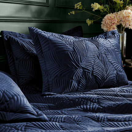 Paoletti Palmeria Velvet Navy Duvet Cover Set in 3 Sizes – view 3