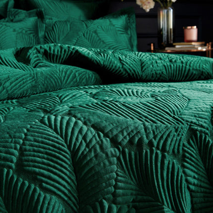Paoletti Palmeria Velvet Emerald Duvet Cover Set in 3 Sizes – view 2
