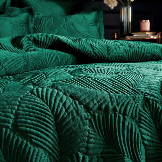 Paoletti Palmeria Velvet Emerald Duvet Cover Set in 3 Sizes – view 2