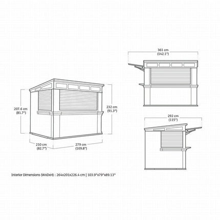 Keter Rosewood 9.1ft x 6.8ft (2.8 x 2.1m) Garden Bar Shed – view 2