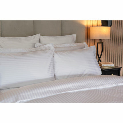 Belledorm 540 Thread Count Satin Stripe White Duvet Cover Set in 3 Sizes – view 2