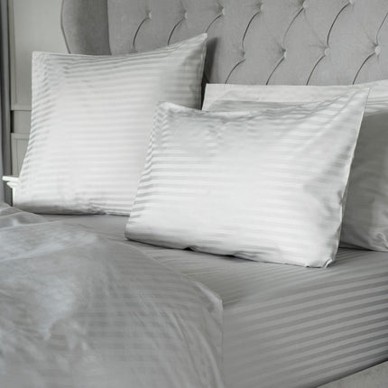 Belledorm 540 Thread Count Satin Stripe Grey Duvet Cover Set in 3 Sizes – view 2