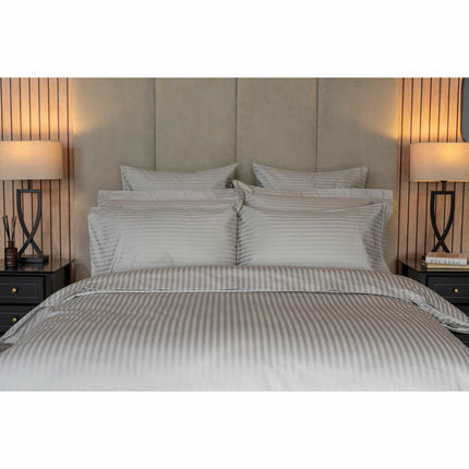 Belledorm 540 Thread Count Satin Stripe Grey Duvet Cover Set in 3 Sizes – view 3