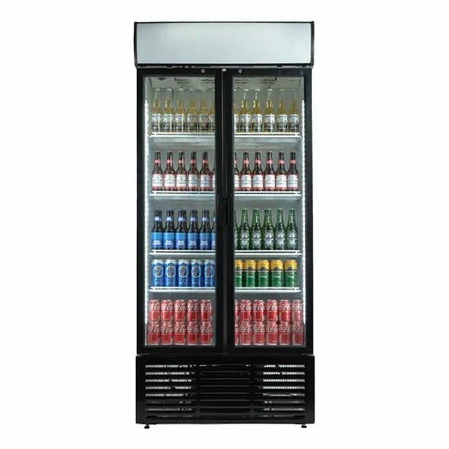 Contender RUG047 783L Commercial Hinged Double Glass Door Fridge, E Rated in White – view 2