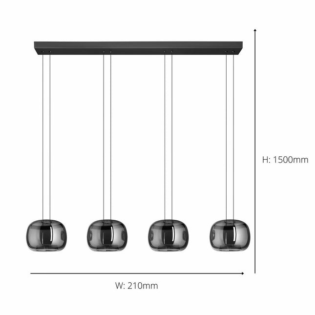 EGLO Hortunas Linear Pendant Refined Smoked Black Glass 4-Light Pendant – view 2