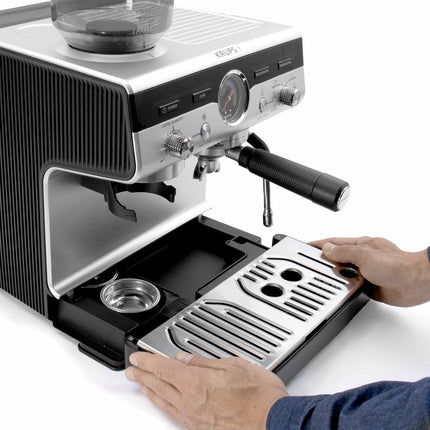 Krups XP801TG0 Precision Steam & Pump Espresso Coffee Machine with Grinder in Black & Stainless Steel – view 6