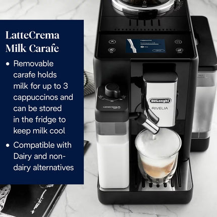 De'Longhi Rivelia Bean-to-Cup Coffee Machine in Black, EXAM450.55.B