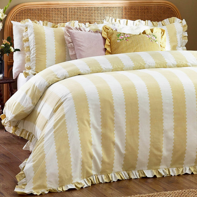 Wylder Birdie Yellow Stripe Duvet Cover Set, in 4 Sizes – view 2