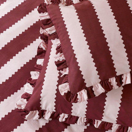 Wylder Birdie Burgundy Stripe Duvet Cover Set, In 4 Sizes – view 4