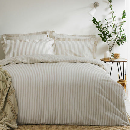 Yard Hebden 100% Cotton Natural Stripe Duvet Cover Set in 4 Sizes