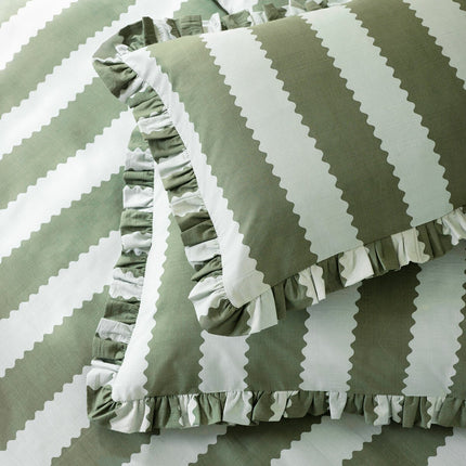 Wylder Birdie Green Stripe Duvet Cover Set, in 4 Sizes – view 4