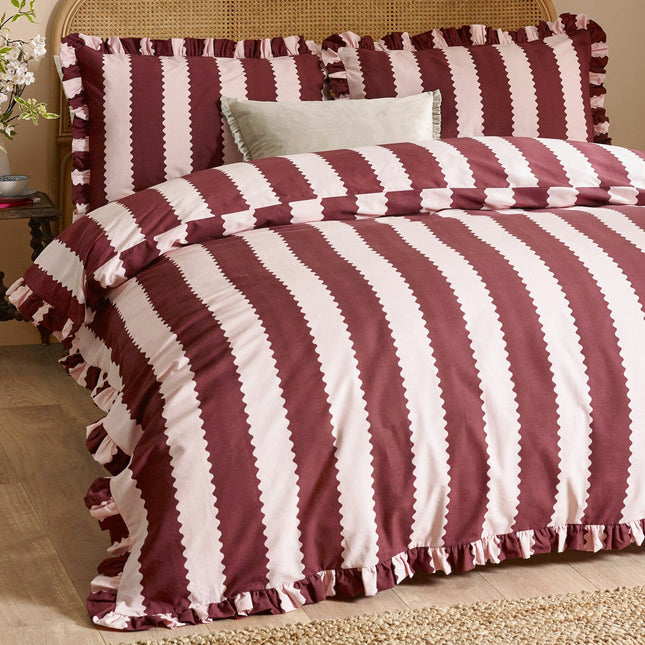 Wylder Birdie Burgundy Stripe Duvet Cover Set, In 4 Sizes – view 2
