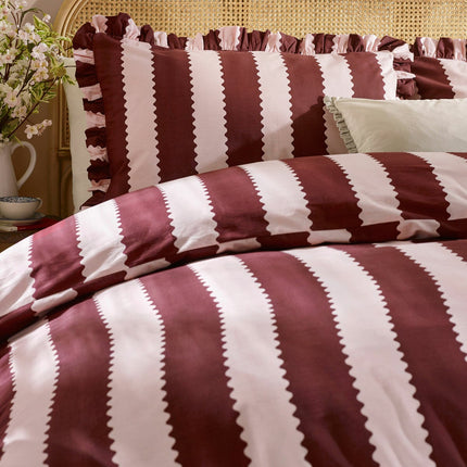 Wylder Birdie Burgundy Stripe Duvet Cover Set, In 4 Sizes – view 3