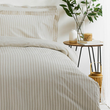 Yard Hebden 100% Cotton Natural Stripe Duvet Cover Set in 4 Sizes – view 3