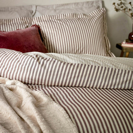 Yard Hebden 100% Cotton Burgundy Stripe Duvet Cover Set in 4 Sizes – view 3