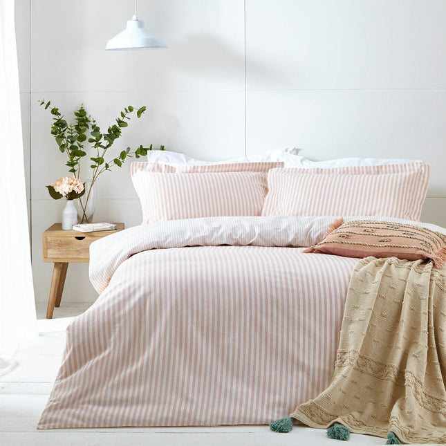 Yard Hebden 100% Cotton Blush Stripe Duvet Cover Set in 4 Sizes