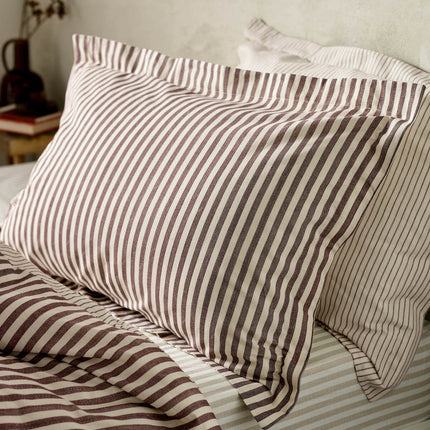 Yard Hebden 100% Cotton Burgundy Stripe Duvet Cover Set in 4 Sizes – view 4