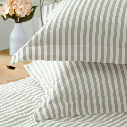 Yard Hebden 100% Cotton Green Stripe Duvet Cover Set in 4 Sizes – view 3