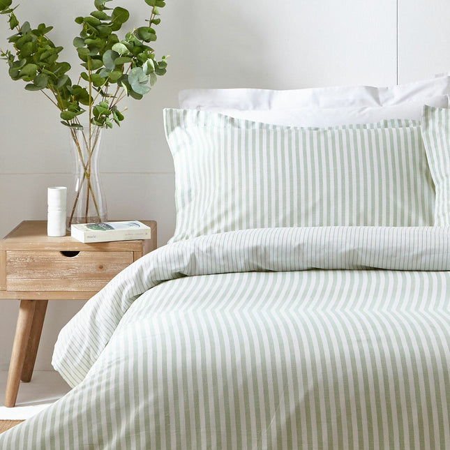 Yard Hebden 100% Cotton Green Stripe Duvet Cover Set in 4 Sizes – view 2