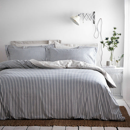Yard Hebden 100% Cotton Navy Stripe Duvet Cover Set in 4 Sizes