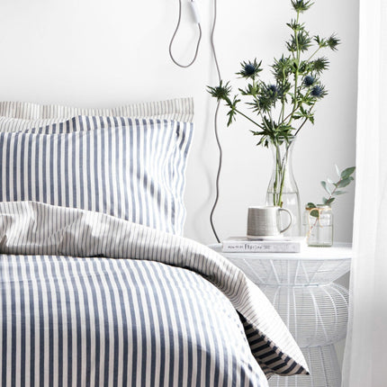 Yard Hebden 100% Cotton Navy Stripe Duvet Cover Set in 4 Sizes – view 3