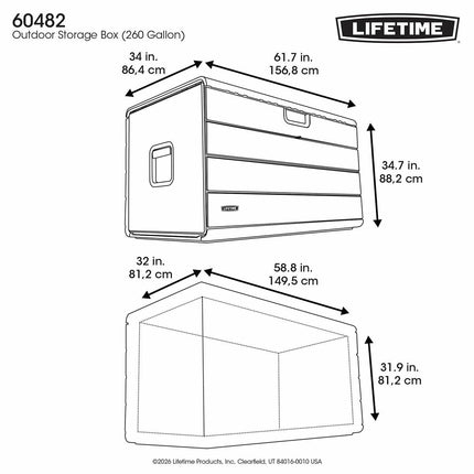 Lifetime 984 Litre (260 Gallon) Deck Box with Divider - Model 60482 – view 2