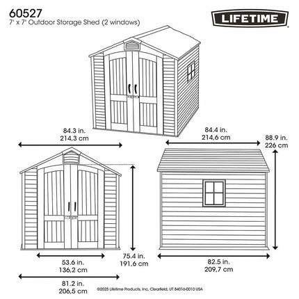 Lifetime 7ft x 7ft (2.1 x 2.1m) Outdoor Storage Shed - Model 60527 – view 2