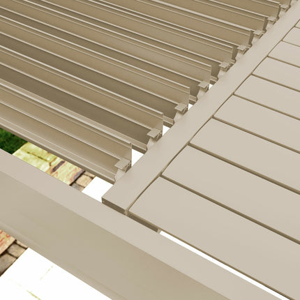 Alvivo 9ft 8" x 13ft 3" (3 x 4m) Beige Louvered Aluminium Pergola Bundle with 3 Pull-Down Screens – view 4