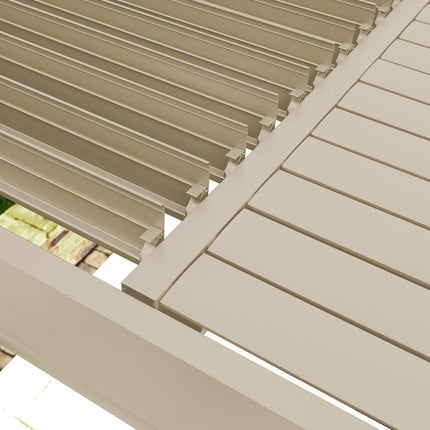 Alvivo 9ft 8" x 13ft 3" (3 x 4m) Beige Louvered Aluminium Pergola Bundle with 4 Pull-Down Screens – view 4