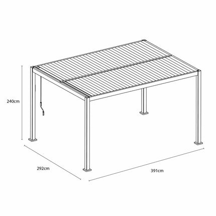 Alvivo 9ft 8" x 13ft 3" (3 x 4m) Beige Louvered Aluminium Pergola Bundle with 4 Pull-Down Screens – view 2