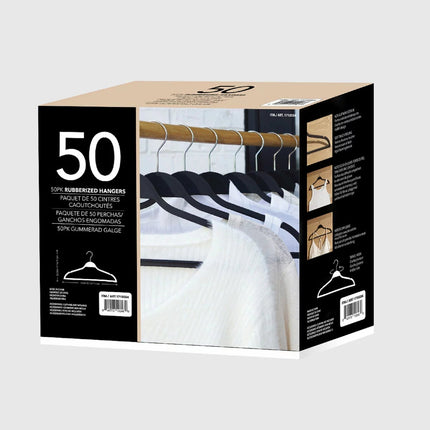 Rubberized Non-Slip Space Saving Hangers - 50 Pack