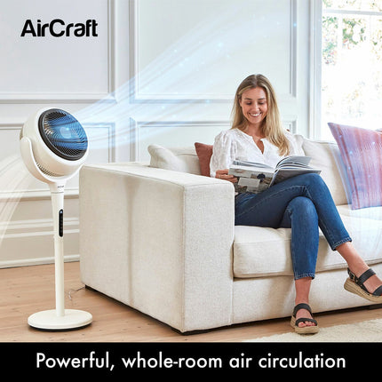 AirCraft LUME Ultra Quiet 2 in 1 Air Circulator Fan With Remote & LED Backlight in Stone White – view 2