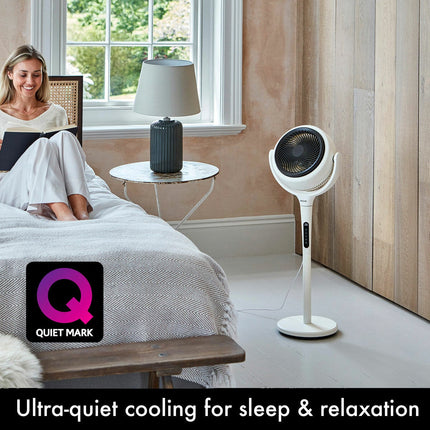 AirCraft LUME Ultra Quiet 2 in 1 Air Circulator Fan With Remote & LED Backlight in Stone White – view 3