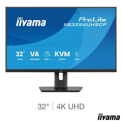iiyama ProLite 32 Inch 60Hz 4K Ultra HD VA Monitor, XB3294UHSCP-B1