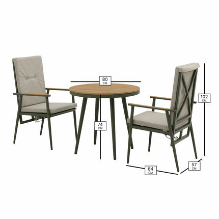 Bramblecrest Wisley 3 Piece Recliner Patio Set in Sage – view 2